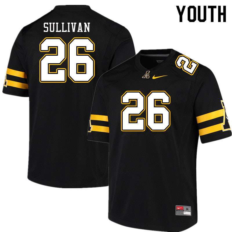 Youth #26 Caden Sullivan Appalachian State Mountaineers College Football Jerseys Sale-Black - Click Image to Close